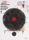Fabrizio Plessi, Progetto per grande videoscultura, 2008, mixed media on paper applicata on pannello in legno in teca di plexiglass