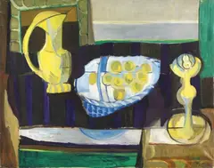 Giuseppe Ajmone, Natura morta con il cestino, oil on canvas