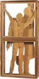 Mario Ceroli, Senza titolo, Scultura in legno in teca di legno e vetro
