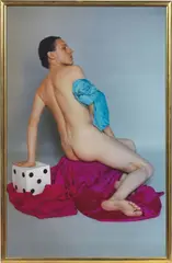 Luigi Ontani, III Grazia del Dado, d'après Tintoretto, 1975, Fotografia con cornice d'artista