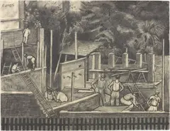 Muratori by Fillide Levasti, 1949, charcoal on paper, offered Apr 2018