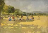 Carlo Passigli, Al Campo di Marte, oil on compensato