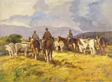Butteri in Maremma by Carlo Domenici, oil on compensato, offered Apr 2018