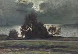 Paesaggio notturno by Gino Romiti, oil on faesite, offered Apr 2018