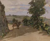 Dintorni di Casciana by Giovanni Lomi, oil on compensato, offered Apr 2018