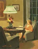 Interno by Cafiero Filippelli, oil on compensato, offered Apr 2018