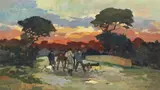 Caccia by Renato Natali, oil on faesite, offered Apr 2018