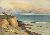 Marina a Antignano by Cafiero Filippelli, oil on compensato, offered Apr 2018