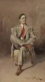 La cravatta rossa by Angiolo Tommasi, 1907, oil on tavoletta, offered Apr 2018