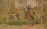 Francesco Gioli, Il girotondo, oil on cardboard