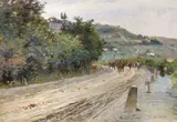 Guglielmo Micheli, Strada di campagna, oil on compensato