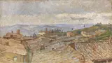 Tetti di Volterra by Luigi Gioli, oil on cardboard, offered Apr 2018