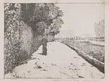 Giovanni Fattori, Lungarno alle Cascine, etching on zinco
