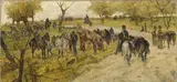 Bivacco di militari e cavalli (Alle manovre) by Giovanni Fattori, 1895, oil on canvas, offered Apr 2018