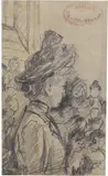Federico Zandomeneghi, Signora con cappello, pencil on paper
