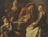 Interno con figure (Giovane coppia) by detto il Todeschini Giacomo Francesco Cipper, oil on canvas, offered Apr 2018