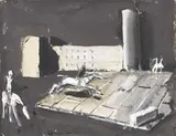 Paesaggio urbano con cavalieri by Mario Sironi, tempera on paper applicata on canvas, offered Dec 2017