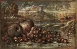 Natura morta con ciliegie by Giorgio de Chirico, oil on canvas board, offered Dec 2017