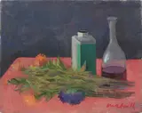 Mario Mafai, Natura morta con fiori e bottiglie