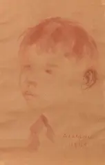 Testa di ragazzo by Alberto Caligiani, 1959, sanguigna on paper, offered Oct 2017