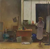 Baccio Maria Bacci, La ragazza che dipinge, 1951, oil on canvas tesa on panel
