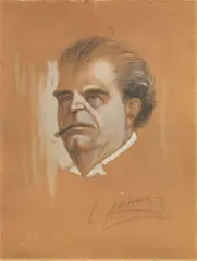 Ritratto del musicista Pietro Mascagni by Lando Landozzi, pencil and tempera on cardboard, offered Oct 2017