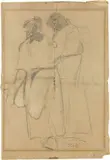 Due figure di spalle by Lorenzo Viani, pencil on paper, offered Oct 2017