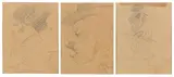 Tre disegni a soggetto «Profilo di ragazzo», «Profilo d'uomo» e «Figura con cappello» by Lorenzo Viani, pencil on paper, offered Oct 2017