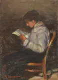 Renuccio Renucci, La lettura, 1916, oil on tavoletta
