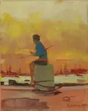 Portovecchio - Livorno by Renato Natali, oil on canvas, offered Oct 2017