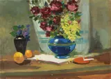 Rose rosse by Renato Natali, oil on compensato, offered Oct 2017