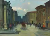 Vecchia strada scomparsa - Livorno by Renato Natali, oil on compensato, offered Oct 2017