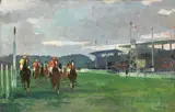 Corse di cavalli by Renato Natali, oil on compensato, offered Oct 2017