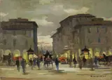 Via Grande by Renato Natali, oil on faesite, offered Oct 2017