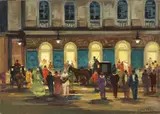 Serata di gala - Goldoni Livorno by Renato Natali, oil on compensato, offered Oct 2017