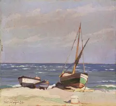 Barca in secca (La barca del «Sordo») by Llewelyn Lloyd, 1930, oil on tavoletta, offered Oct 2017