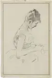 Telemaco Signorini, Ragazza che cuce, pencil on paper