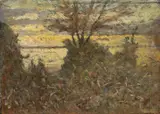 Paesaggio toscano by Luigi Gioli, oil on cardboard, offered Oct 2017