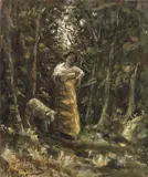 Francesco Paolo Michetti, Pastorella nel bosco, oil on panel