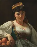 Vito D'Ancona, Marchande d'oranges; costume sicilien, 1870, oil on canvas