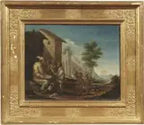 Scena di conversazione presso rovine by detto Matteo de' Pitocchi Matteo Ghidoni, oil on canvas, offered Oct 2017