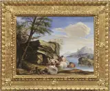 Pandolfo Reschi, Paesaggio arcadico con figure, oil on canvas