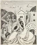 Giorgio de Chirico, Ettore e Andromaca, 1968, pencil on paper applicata on cardboard