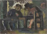 Uomini al tavolo by Mario Sironi, oil on canvas, offered May 2017