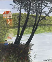 Maison au bord de la rivière by Camille Bombois, oil on canvas, offered May 2017