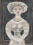 Massimo Campigli, Figura su fondo scuro, 1964, oil on canvas