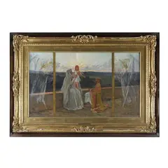 Adolfo Tommasi, Sacra Famiglia con angeli evanescenti, 1897, dipinto oil on canvas raffigurante "Sacra Famiglia con angeli evanescenti" Firmato in basso a destra "Adolfo Tommasi