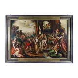 Maerten de Vos, Rebecca ed Eliezer al pozzo - Olio su tavola, dipinto oil on panel di rovere raffigurante "Rebecca ed Eliezer al pozzo". L'episodio rappresentato nel dipinto
