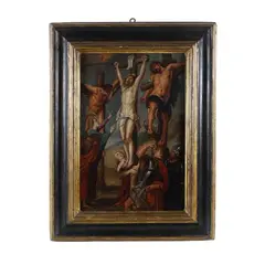 Jacob Jordaens, Crocifissione di Cristo tra i ladroni, dipinto oil on panel in quercia (parquettata)
