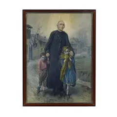 Gaetano Bellei, Dipinto Don Bosco e orfanelli, 1917, dipinto oil on canvas